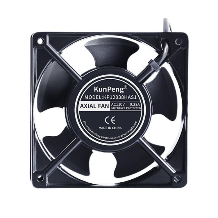 Ventilador de refrigeración industrial KunPeng KP12038HAS2 de 12 cm con cojinete impregnado en aceite para aire acondicionado., 110V, 220V, 380V