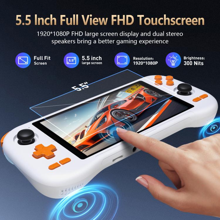 Consola de juegos retro K56 con pantalla táctil de 5,5 pulgadas, sistema operativo Android 14 y interfaz ES-DE para un juego más rápido., Without Game Card, 6+128G