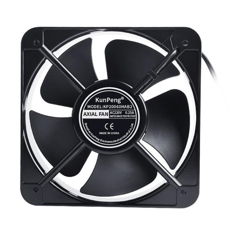 Ventilador axial KunPeng de 65 W, 20 cm, 2300 rpm, con rodamientos de bolas, flujo de CA y refrigeración para baterías., 220V, 110V, 380V