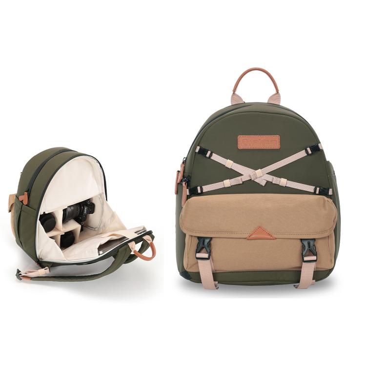 Bolsa de hombro informal para cámara Cwatcun D249, descomprimida, con acceso rápido para cámaras DSLR., Small Army Green, Medium Army Green