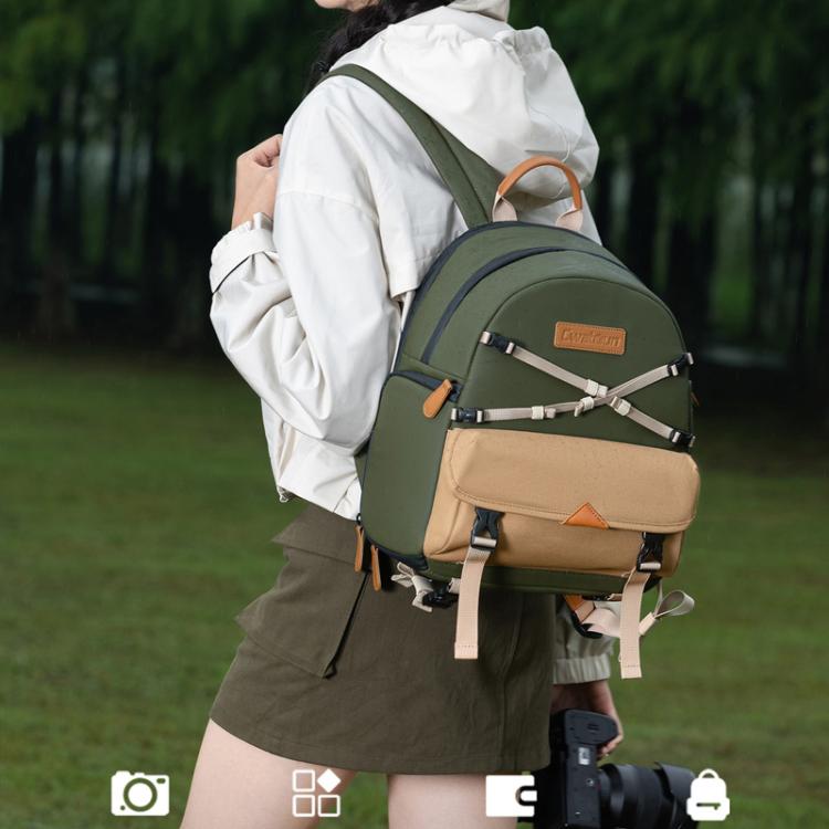 Bolsa de hombro informal para cámara Cwatcun D249, descomprimida, con acceso rápido para cámaras DSLR., Small Army Green, Medium Army Green