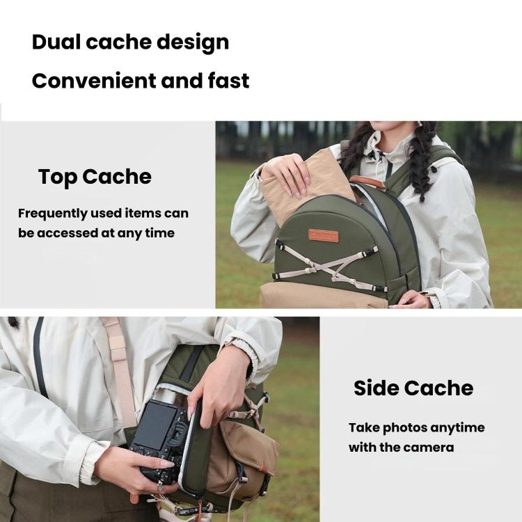 Bolsa de hombro informal para cámara Cwatcun D249, descomprimida, con acceso rápido para cámaras DSLR., Small Army Green, Medium Army Green