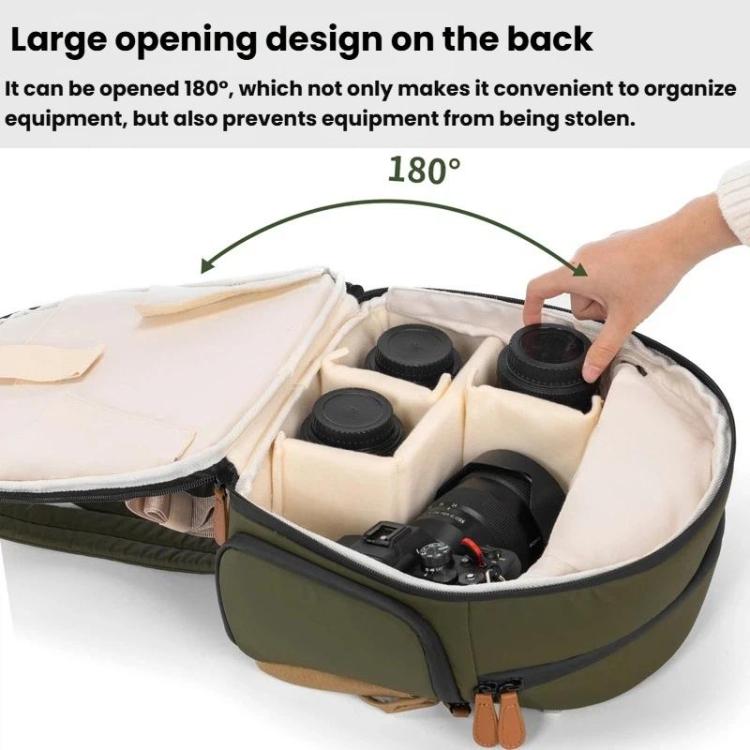 Bolsa de hombro informal para cámara Cwatcun D249, descomprimida, con acceso rápido para cámaras DSLR., Small Army Green, Medium Army Green