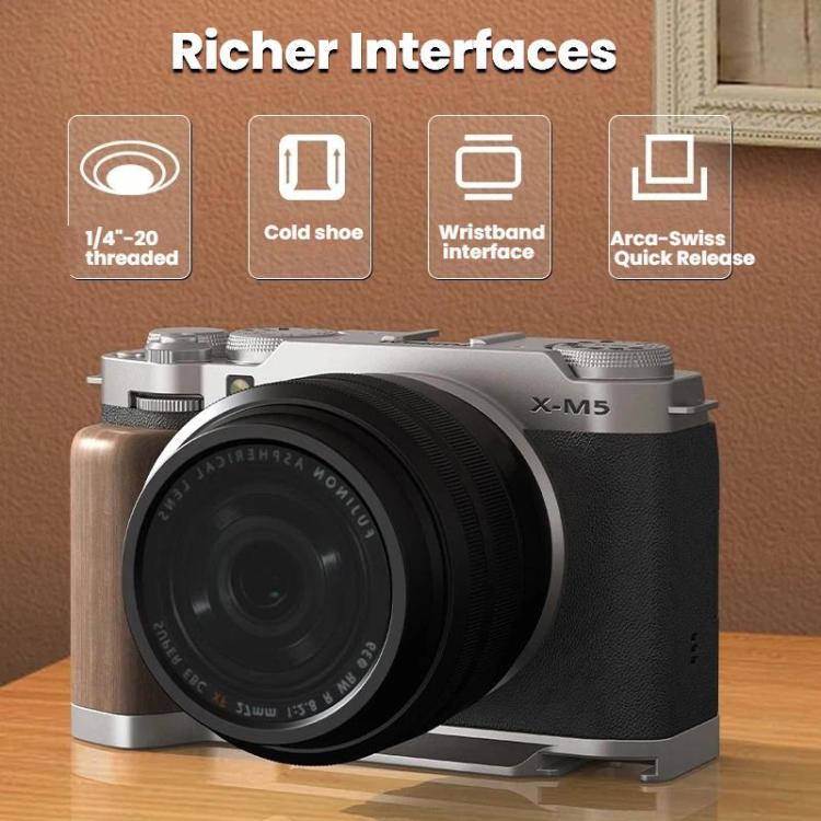 Accesorios de expansión para cámara: Base metálica de liberación rápida Arca-Swiss, For Fujifilm X-M5 Ebony L-Plate, For Fujifilm X-M5 Walnut L-Plate, For Fujifilm X-M5 Thumb Grip Black, For Fujifilm X-M5 Thumb Grip Silver