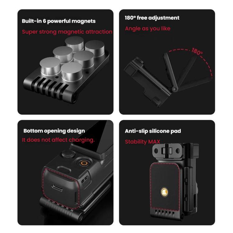 Soporte magnético para DJI Osmo Pocket 3 con base ajustable de 180 grados para vlogging estable.
