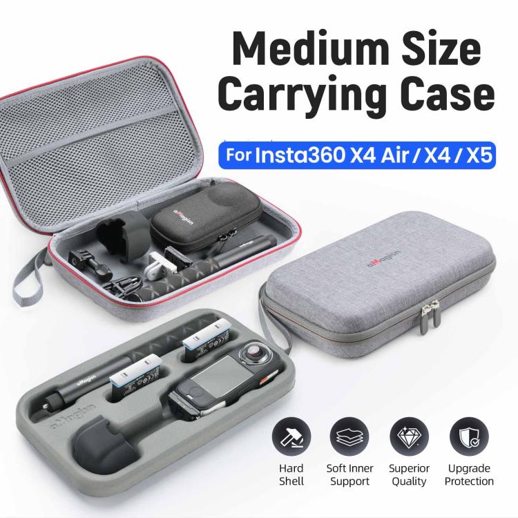 Estuche de transporte mediano aMagisn para Insta360 X4 Air/X4/X5 con carcasa rígida de EVA e interior suave extraíble., For Insta360 X4 Air/X4/X5