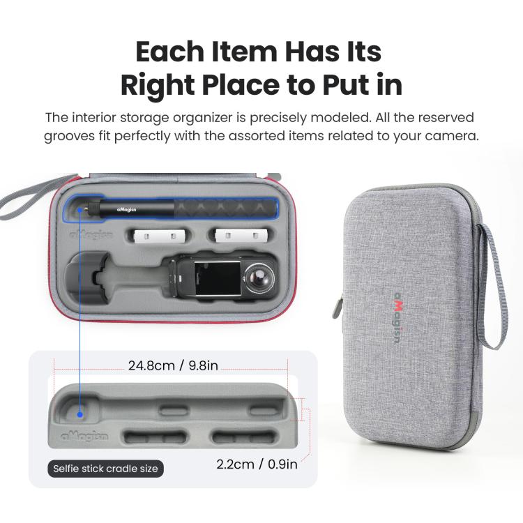 Estuche de transporte mediano aMagisn para Insta360 X4 Air/X4/X5 con carcasa rígida de EVA e interior suave extraíble., For Insta360 X4 Air/X4/X5