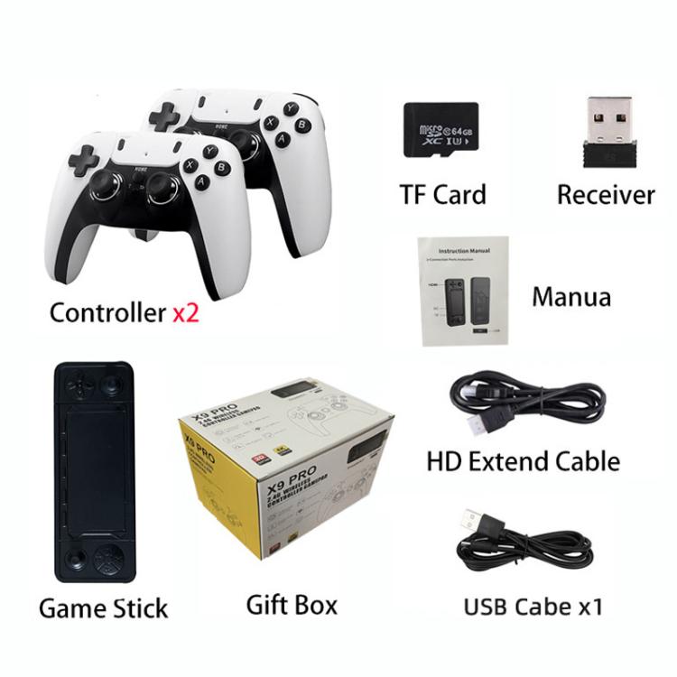 Consola de juegos inalámbrica X9 PRO HD 2.4G, reproductor de juegos retro para el hogar, 64GB Battery, 128GB Battery, 256GB Battery, 64GB Charging, 128GB Charging, 256GB Charging