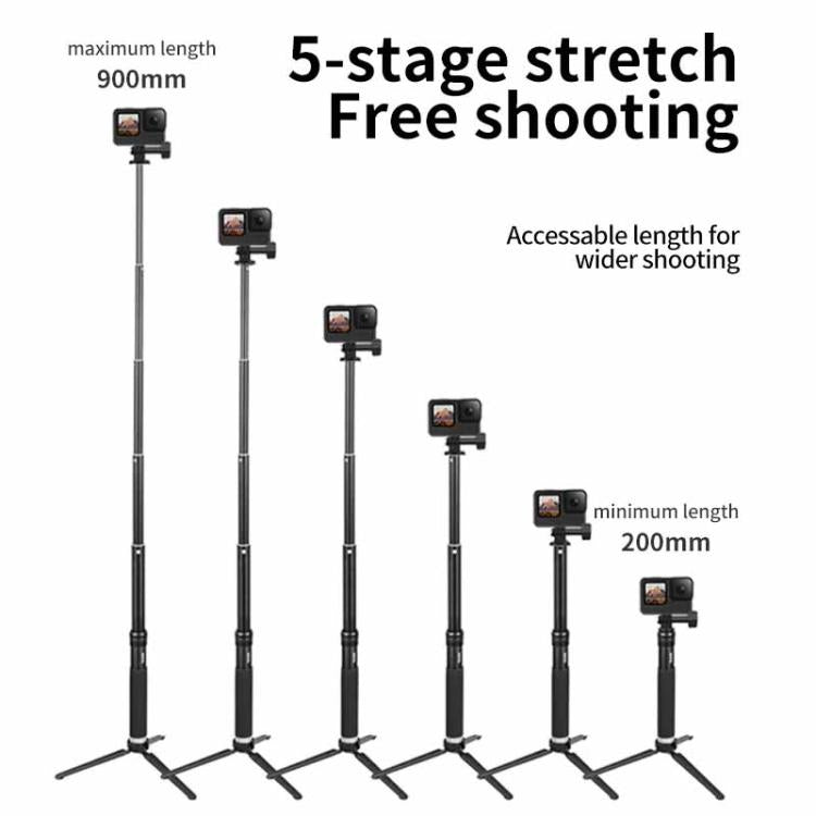 Trípode monopie para selfies TELESIN de 0,9 m, compatible con cámaras de acción y smartphones., Aluminum Alloy Tripod, Plastic Tripod
