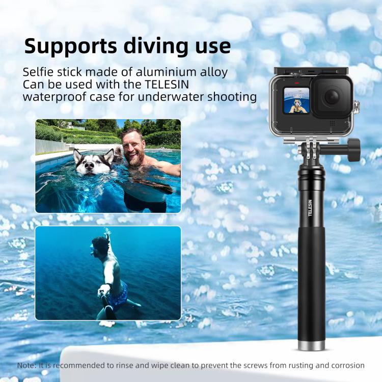 Trípode monopie para selfies TELESIN de 0,9 m, compatible con cámaras de acción y smartphones., Aluminum Alloy Tripod, Plastic Tripod