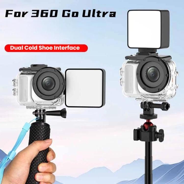 Para Insta360 GO Ultra, kit de carcasa impermeable de 60 m para buceo con doble zapata fría.