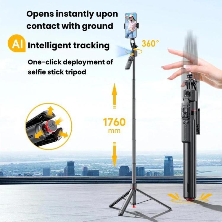 Palo selfie con seguimiento facial automático y soporte retráctil antivibración para teléfono, TT07, TT07D