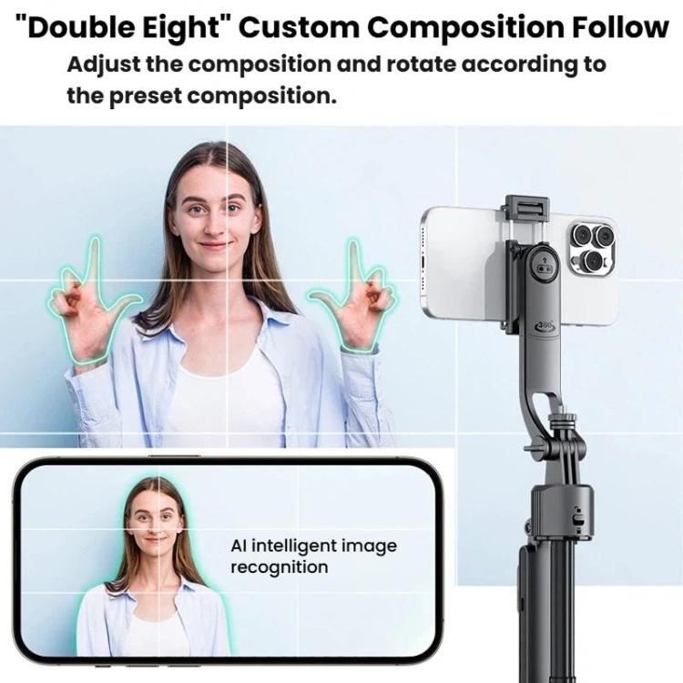 Palo selfie con seguimiento facial automático y soporte retráctil antivibración para teléfono, TT07, TT07D