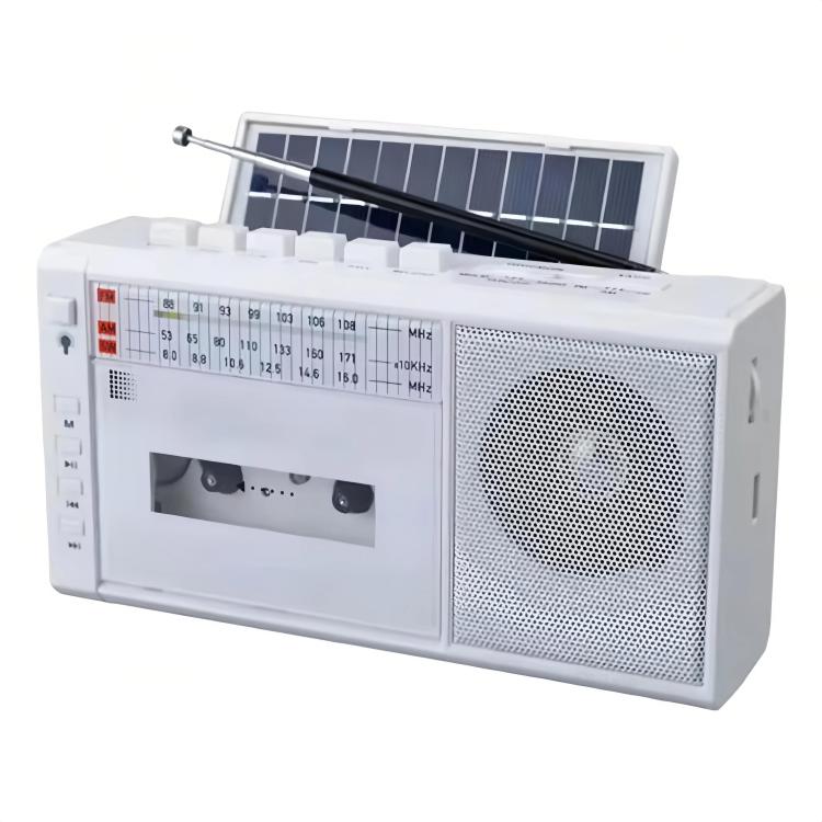 Reproductor de casetes magnéticos con energía solar y radio/grabadora inalámbrica de onda corta.