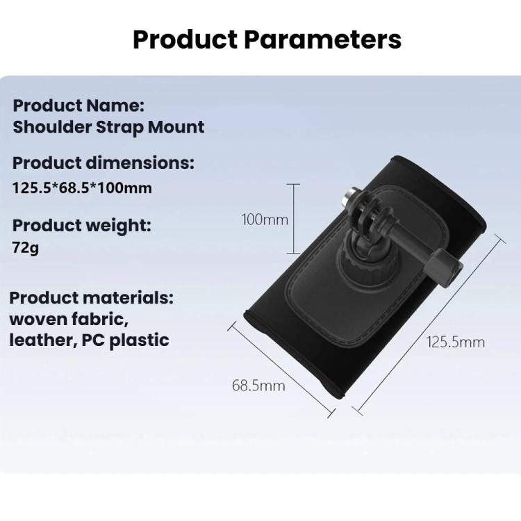 Soporte universal para correa de hombro para cámaras de acción con rótula giratoria de 360 grados para grabación POV manos libres.