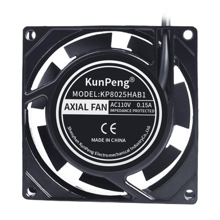 Ventilador axial de CA KunPeng de 8 cm y 17 W con rodamiento de bolas, 110V, 220V