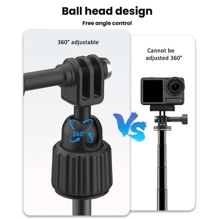 Mini trípode de mano ajustable de 19 a 43 cm con cabezal giratorio de 360 grados para cámaras de acción universales., 2-claw version