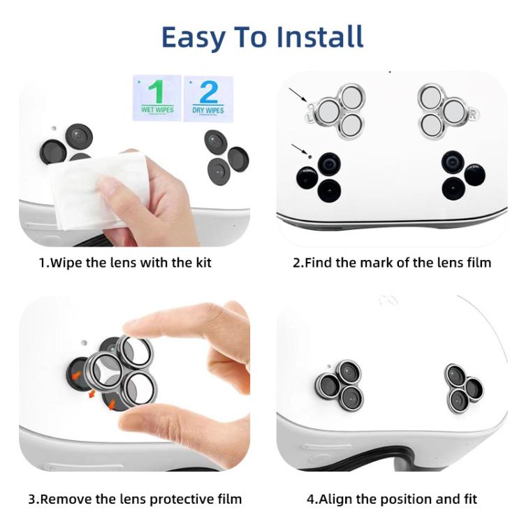 Protector de pantalla de vidrio templado antiexplosión con lente de aleación para Meta Quest 3S