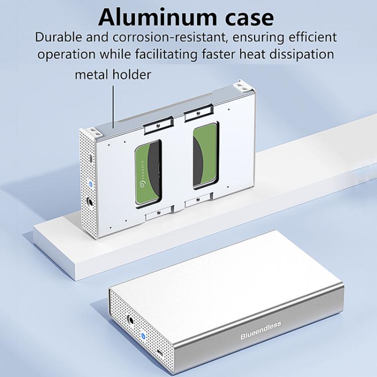 Carcasa móvil para disco duro Blueendless U35KS SAS/SATA de 2,5/3,5 pulgadas para ordenadores de sobremesa y portátiles, carcasa metálica completa para SSD., US Plug, EU Plug, UK Plug, AU Plug