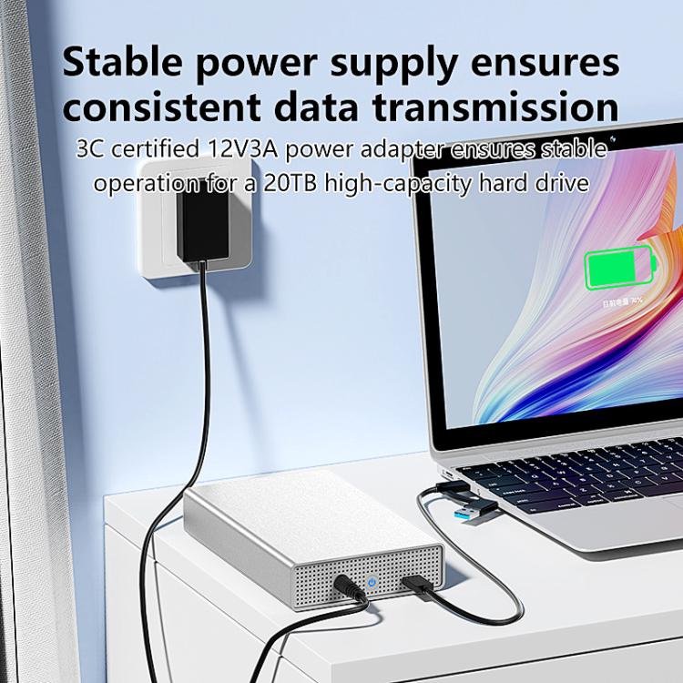 Carcasa móvil para disco duro Blueendless U35KS SAS/SATA de 2,5/3,5 pulgadas para ordenadores de sobremesa y portátiles, carcasa metálica completa para SSD., US Plug, EU Plug, UK Plug, AU Plug
