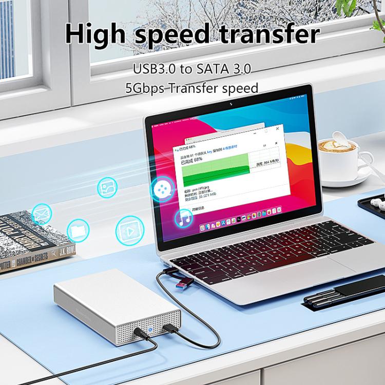Carcasa móvil para disco duro Blueendless U35KS SAS/SATA de 2,5/3,5 pulgadas para ordenadores de sobremesa y portátiles, carcasa metálica completa para SSD., US Plug, EU Plug, UK Plug, AU Plug