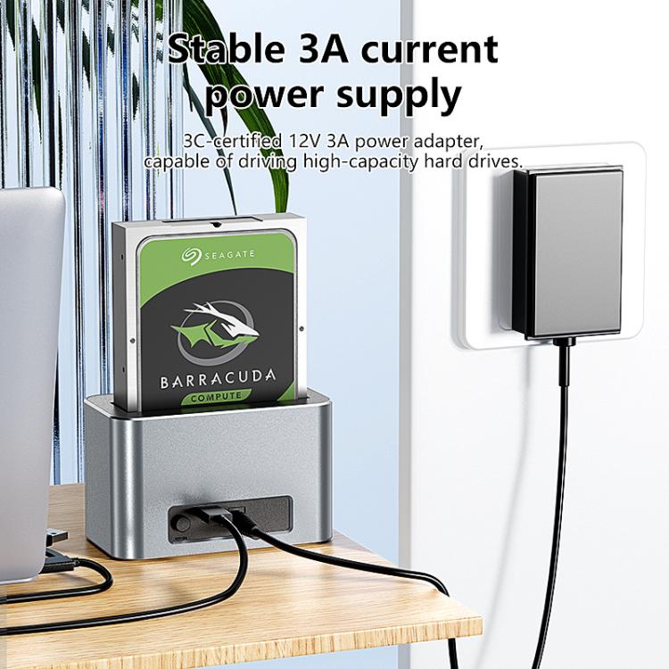 Base universal para discos duros Blueendless HD01S SAS/SATA de 2,5/3,5 pulgadas y 20 TB para ordenadores de sobremesa con puerto USB tipo C (3,0 pulgadas)., US Plug, EU Plug, UK Plug, AU Plug