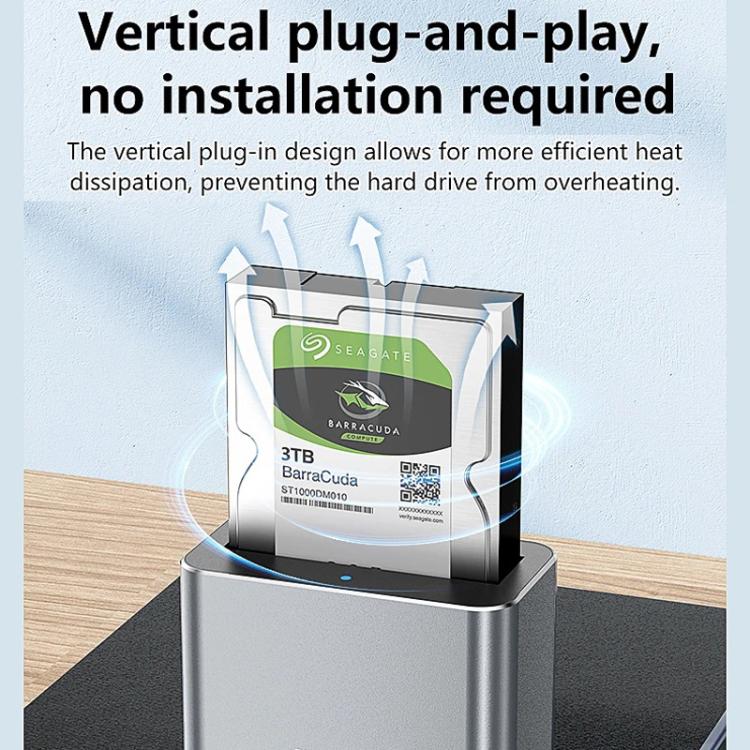 Base universal para discos duros Blueendless HD01S SAS/SATA de 2,5/3,5 pulgadas y 20 TB para ordenadores de sobremesa con puerto USB tipo C (3,0 pulgadas)., US Plug, EU Plug, UK Plug, AU Plug