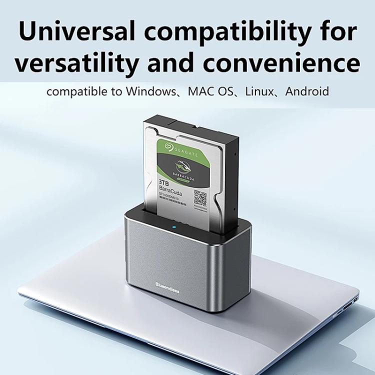 Base universal para discos duros Blueendless HD01S SAS/SATA de 2,5/3,5 pulgadas y 20 TB para ordenadores de sobremesa con puerto USB tipo C (3,0 pulgadas)., US Plug, EU Plug, UK Plug, AU Plug