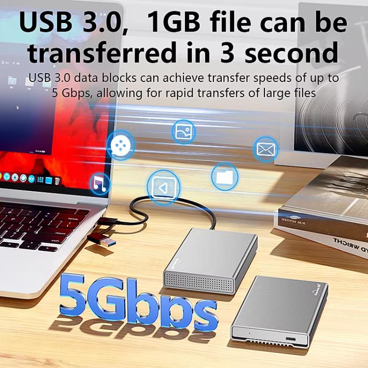Carcasa externa para disco duro móvil Blueendless U23QC de 2,5 pulgadas, USB 3.0, metálica, SATA, para portátil y SSD de estado sólido., 10mm, 15mm