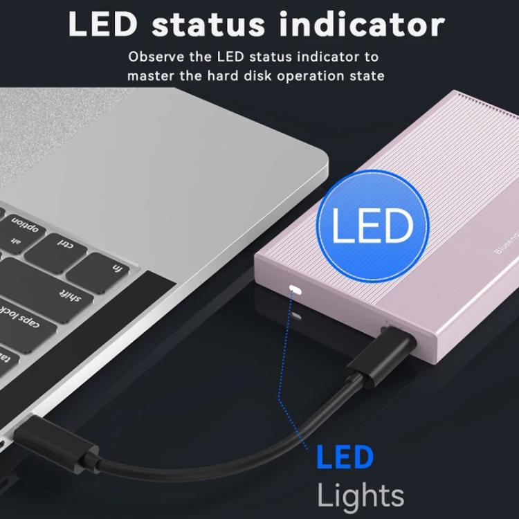 Carcasa móvil de aluminio Blueendless MR23G Tipo-C 3.0 SATA de 2,5 pulgadas para disco duro de estado sólido mecánico