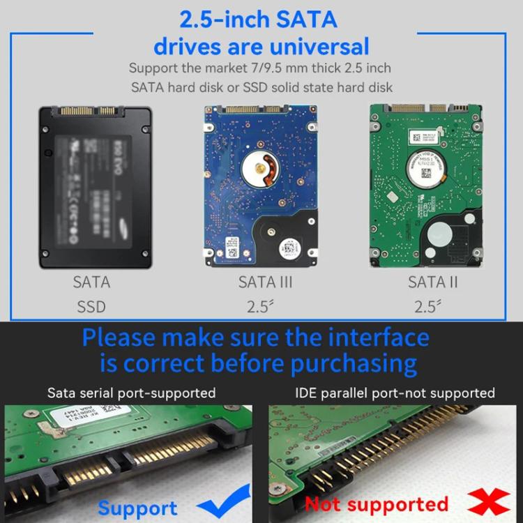 Carcasa móvil de aluminio Blueendless MR23G Tipo-C 3.0 SATA de 2,5 pulgadas para disco duro de estado sólido mecánico