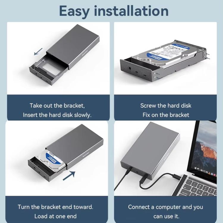Carcasa para disco duro Blueendless U35K de 3,5/2,5 pulgadas, totalmente metálica, USB 3.0 / Tipo-C, SATA de alta velocidad, portátil., US Plug, EU Plug, UK Plug, AU Plug
