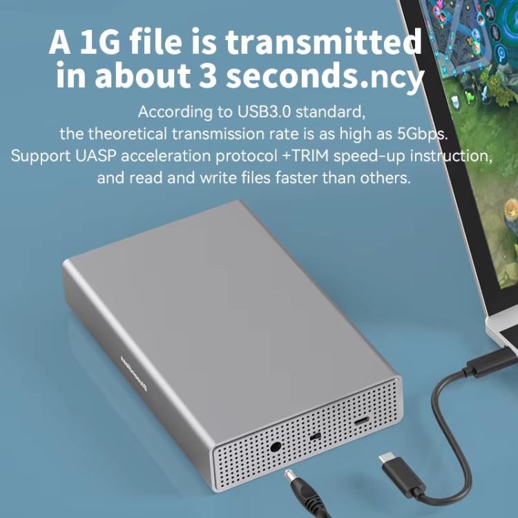 Carcasa para disco duro Blueendless U35K de 3,5/2,5 pulgadas, totalmente metálica, USB 3.0 / Tipo-C, SATA de alta velocidad, portátil., US Plug, EU Plug, UK Plug, AU Plug