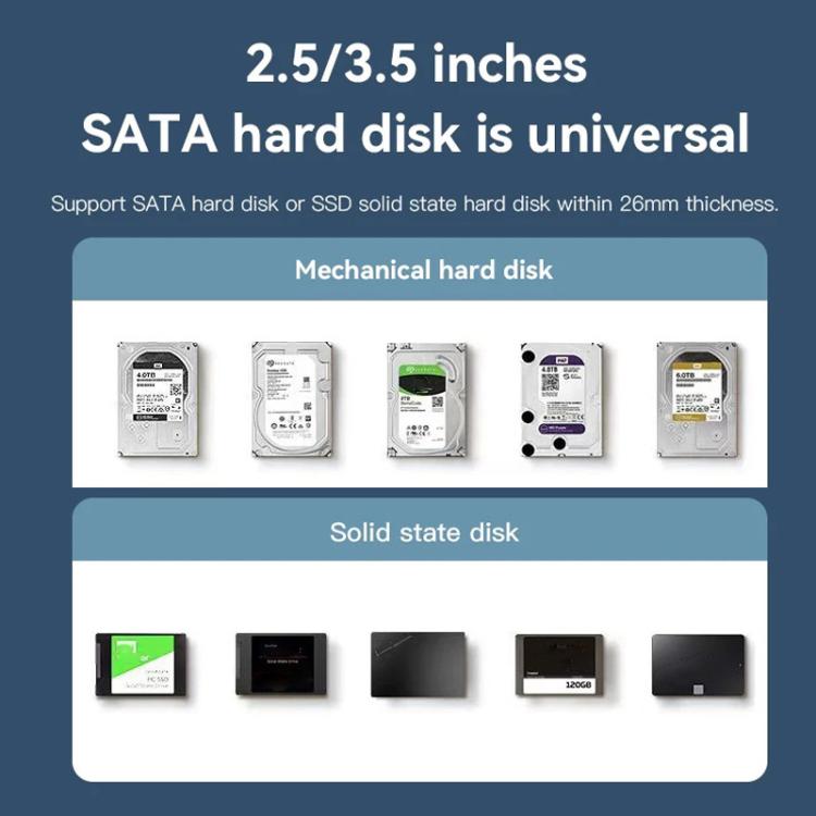 Carcasa para disco duro Blueendless U35K de 3,5/2,5 pulgadas, totalmente metálica, USB 3.0 / Tipo-C, SATA de alta velocidad, portátil., US Plug, EU Plug, UK Plug, AU Plug