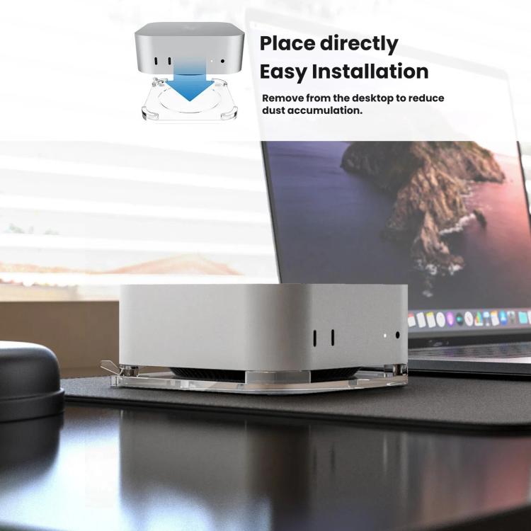 Soporte de escritorio antideslizante de acrílico con base segura para Mac Mini M4/M4 Pro, For Mac Mini M4/M4 Pro
