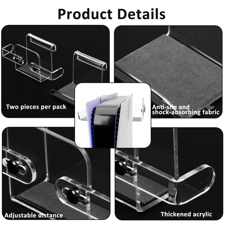 Colgador superior acrílico con doble gancho para consola PS5, ideal para guardar el mando, los auriculares y el disco duro.
