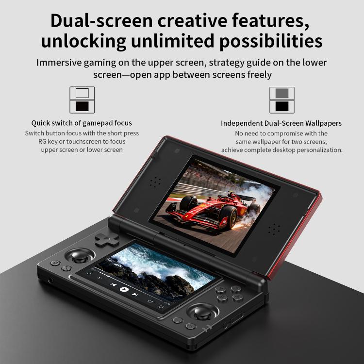 Consola de juegos portátil ANBERNIC RG DS Flip de doble pantalla con pantalla táctil IPS de 4 pulgadas y dispositivo de juegos con IA (3+32 GB)