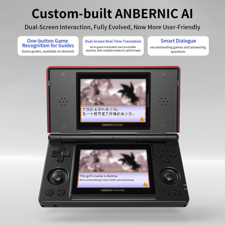 Consola de juegos portátil ANBERNIC RG DS Flip de doble pantalla con pantalla táctil IPS de 4 pulgadas y dispositivo de juegos con IA (3+32 GB)