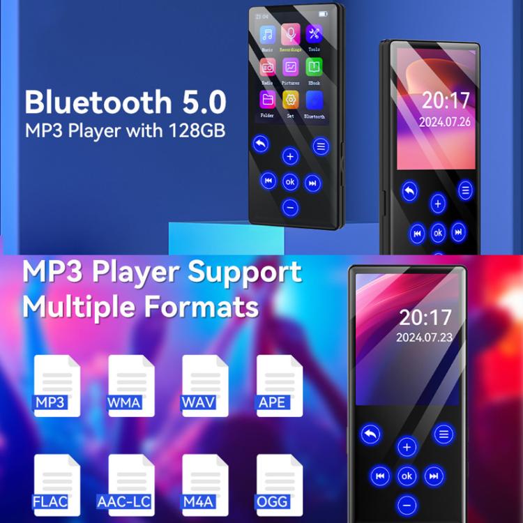 Reproductor de MP3/MP4 Bluetooth con altavoz externo, radio, reproductor de música y libros electrónicos., 4GB, 8GB, 16GB, 32GB, 64GB