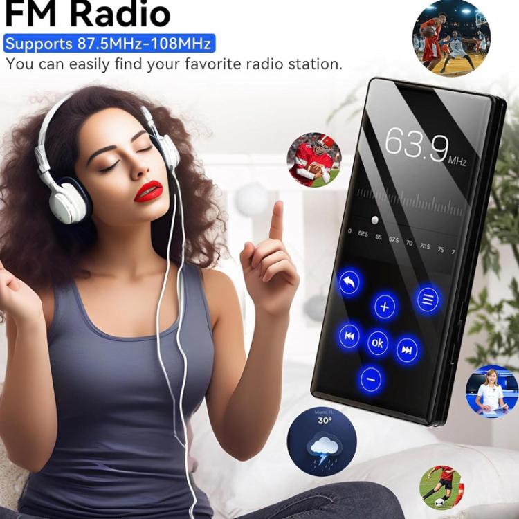 Reproductor de MP3/MP4 Bluetooth con altavoz externo, radio, reproductor de música y libros electrónicos., 4GB, 8GB, 16GB, 32GB, 64GB