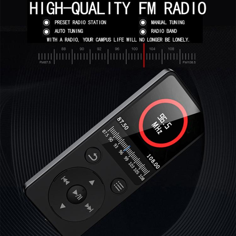 Reproductor de música MP3 Escuchar música Grabar por voz Leer libros electrónicos Radio portátil Bluetooth, 4GB, 8GB, 16GB, 32GB, 64GB
