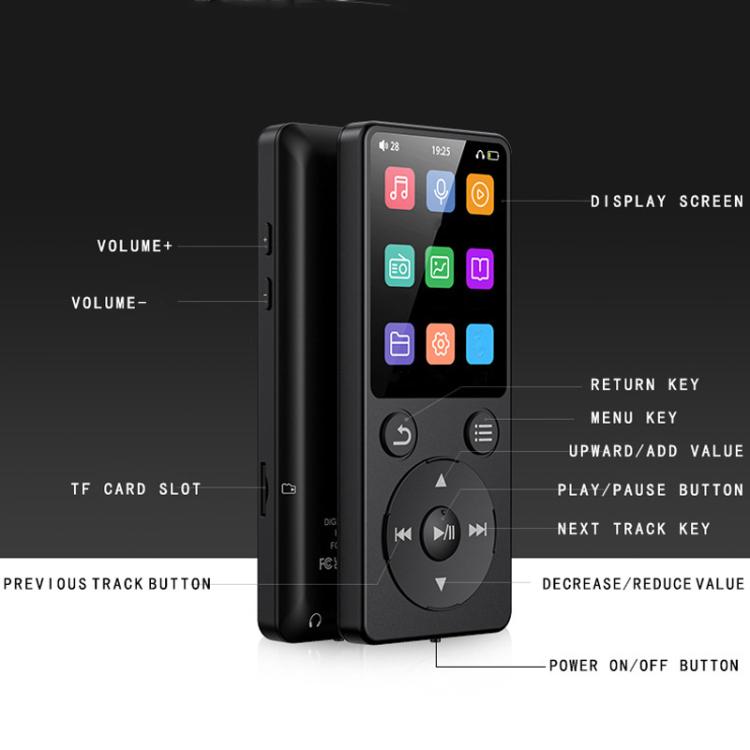 Reproductor de música MP3 Escuchar música Grabar por voz Leer libros electrónicos Radio portátil Bluetooth, 4GB, 8GB, 16GB, 32GB, 64GB