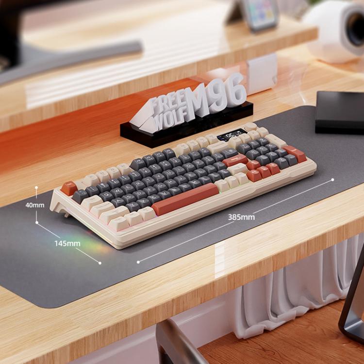 Teclado ruso inalámbrico Bluetooth de modo dual FREE WOLF M96 con pantalla tipo cúpula PBT para juegos
