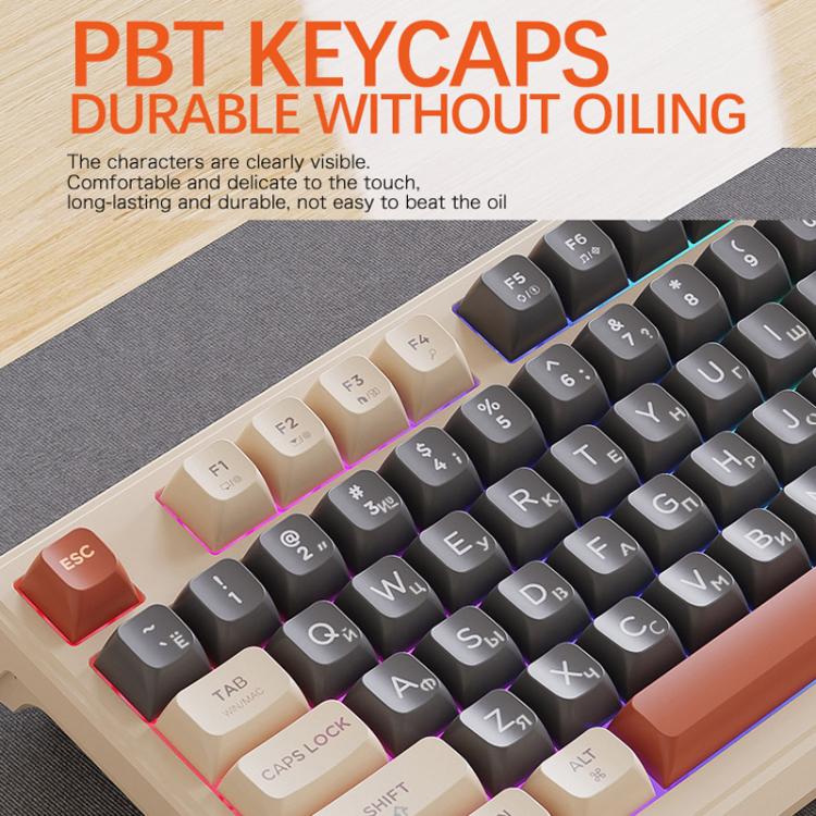 Teclado ruso inalámbrico Bluetooth de modo dual FREE WOLF M96 con pantalla tipo cúpula PBT para juegos