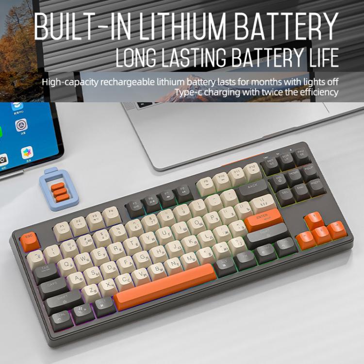 Teclado mecánico inalámbrico Bluetooth de modo dual FREE WOLF M87 Russian 2.4G