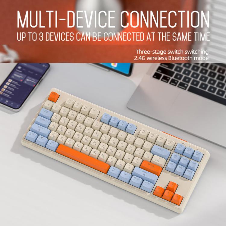 Teclado mecánico inalámbrico Bluetooth de modo dual FREE WOLF M87 Russian 2.4G