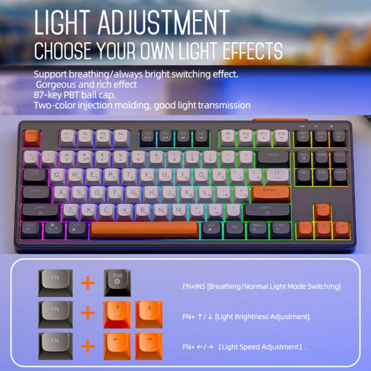 Teclado mecánico inalámbrico Bluetooth de modo dual FREE WOLF M87 Russian 2.4G