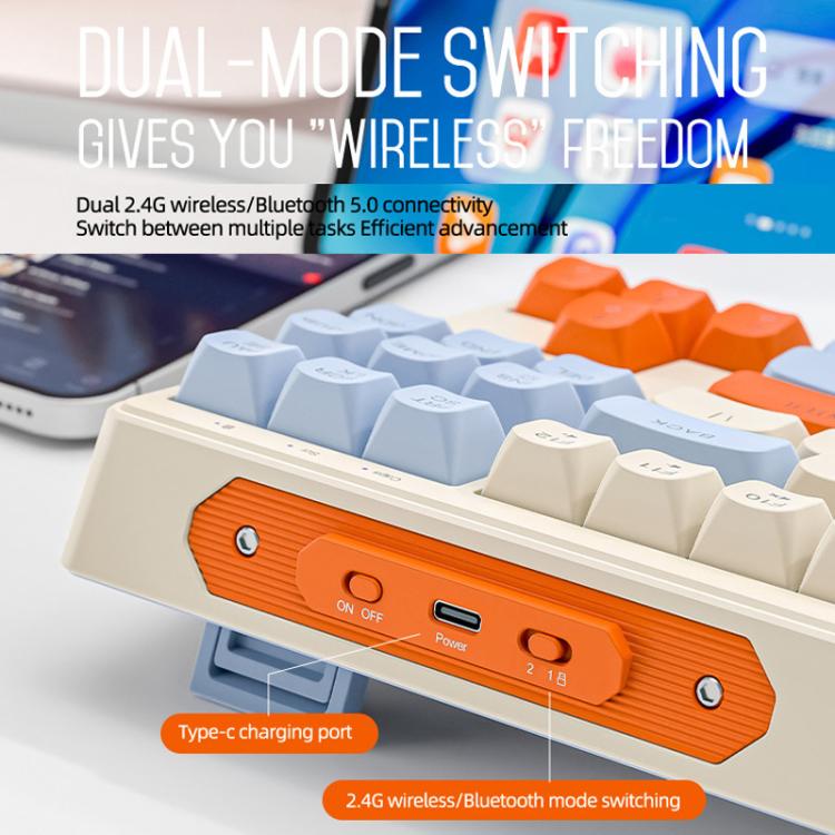 Teclado mecánico inalámbrico Bluetooth de modo dual FREE WOLF M87 Russian 2.4G