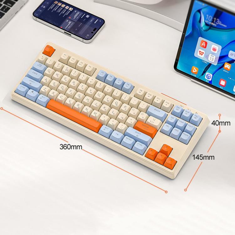 Teclado mecánico inalámbrico Bluetooth de modo dual FREE WOLF M87 Russian 2.4G