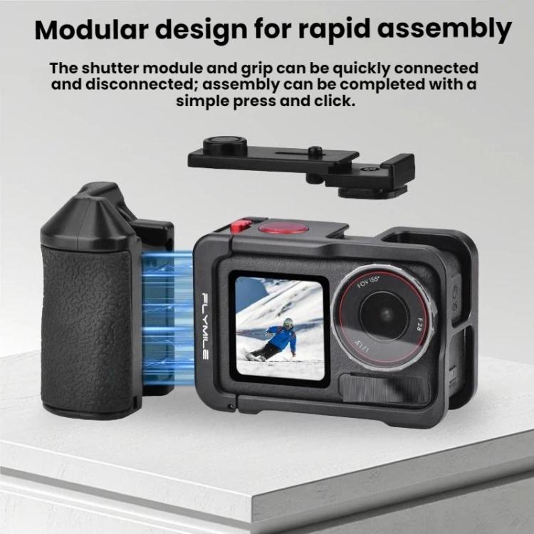 Jaula para cámara DJI Osmo Action 3 / 4 / 5 Pro con empuñadura y obturador
